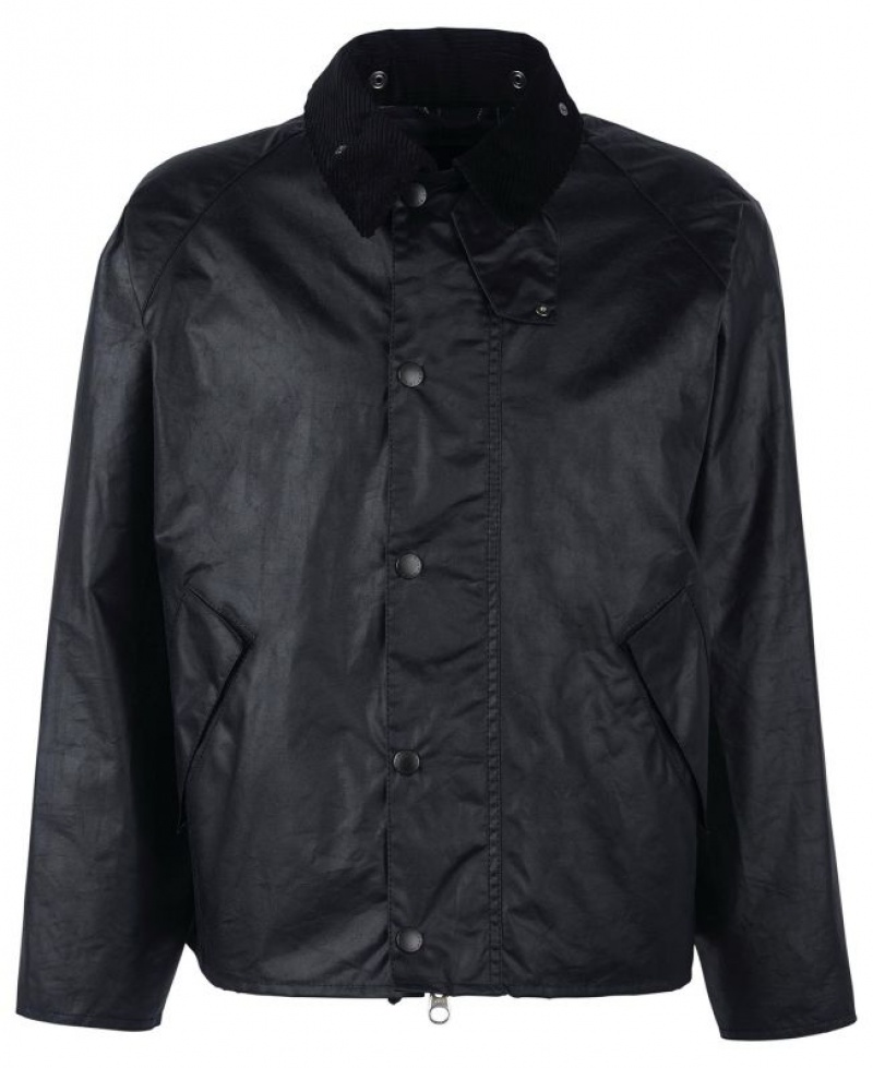 Black Men Barbour Transport Waxed Jacket | US-8649PVUNA