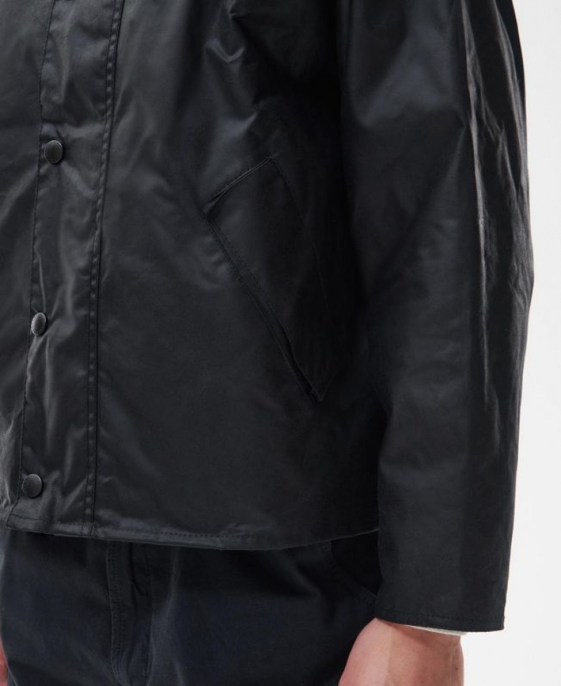 Black Men Barbour Transport Waxed Jacket | US-8649PVUNA