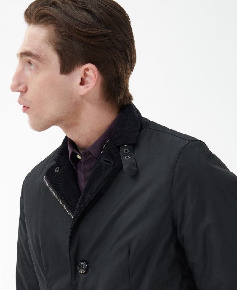 Black Men Barbour Winter Lutz Waxed Jacket | US-7586WQAHY