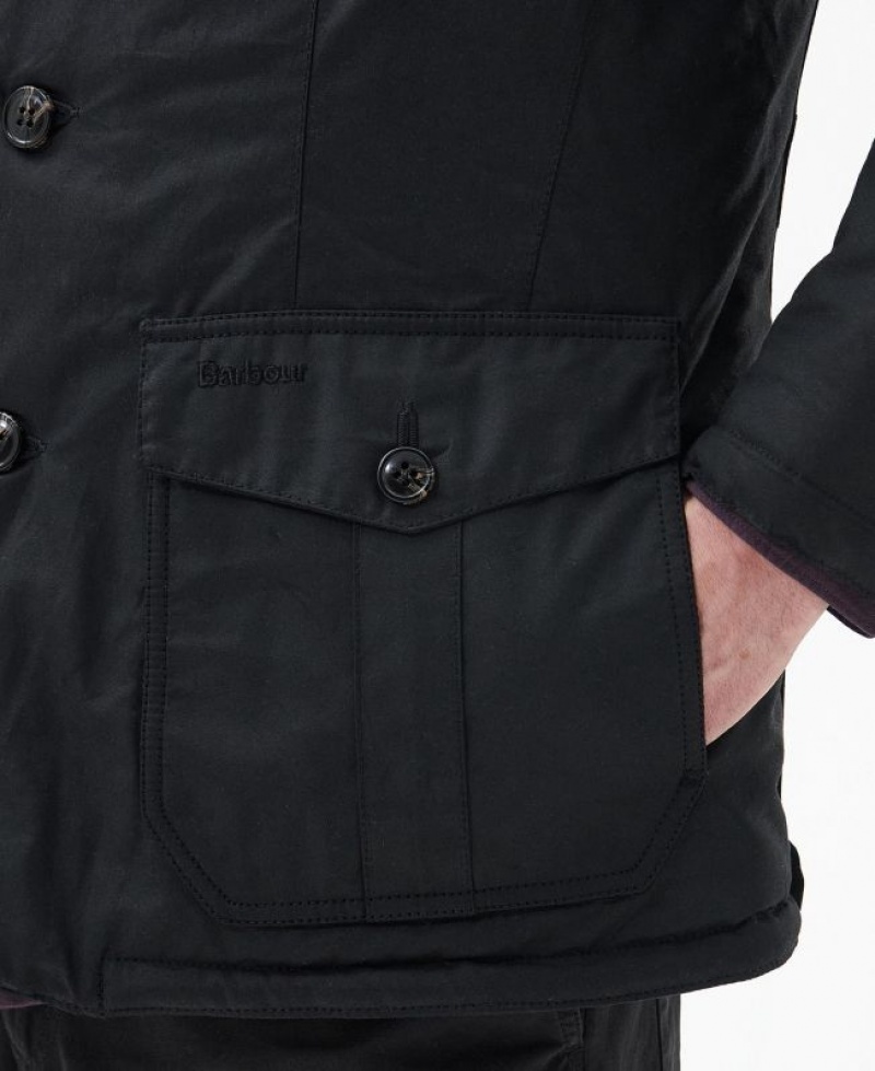 Black Men Barbour Winter Lutz Waxed Jacket | US-7586WQAHY