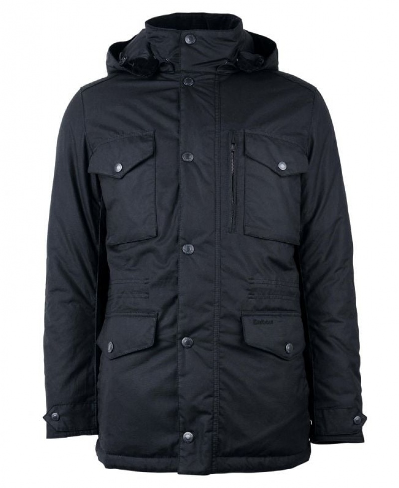 Black Men Barbour Winter Sapper Waxed Jacket | US-5732QXICZ