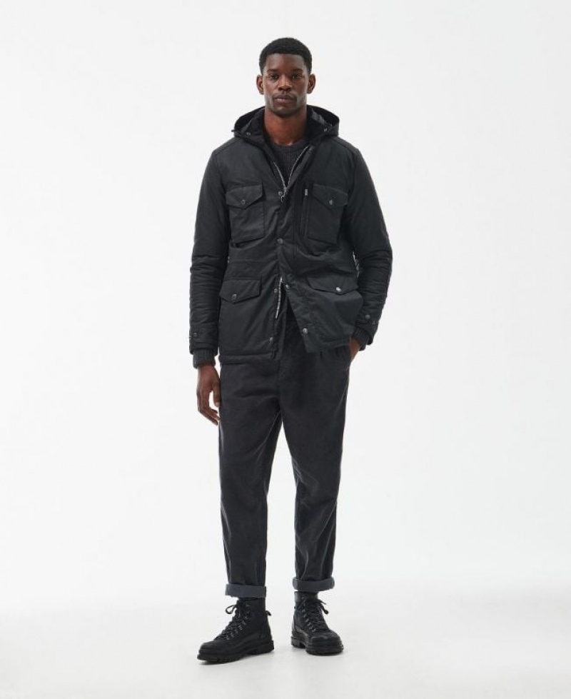 Black Men Barbour Winter Sapper Waxed Jacket | US-5732QXICZ