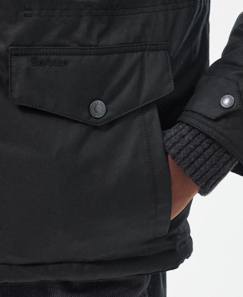 Black Men Barbour Winter Sapper Waxed Jacket | US-5732QXICZ