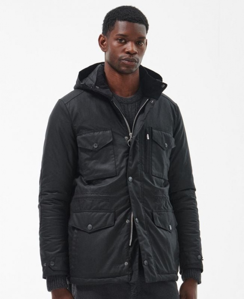 Black Men Barbour Winter Sapper Waxed Jacket | US-5732QXICZ