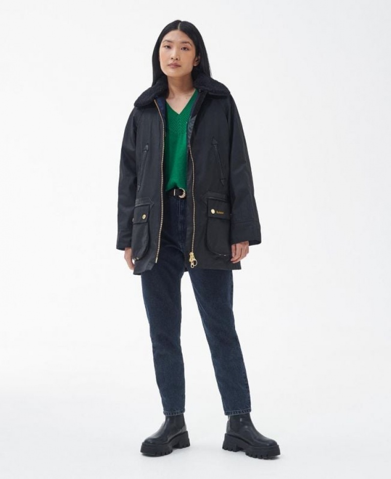 Black Women Barbour 3-in-1 Arncliffe Waxed Jacket | US-7308ZMJTP