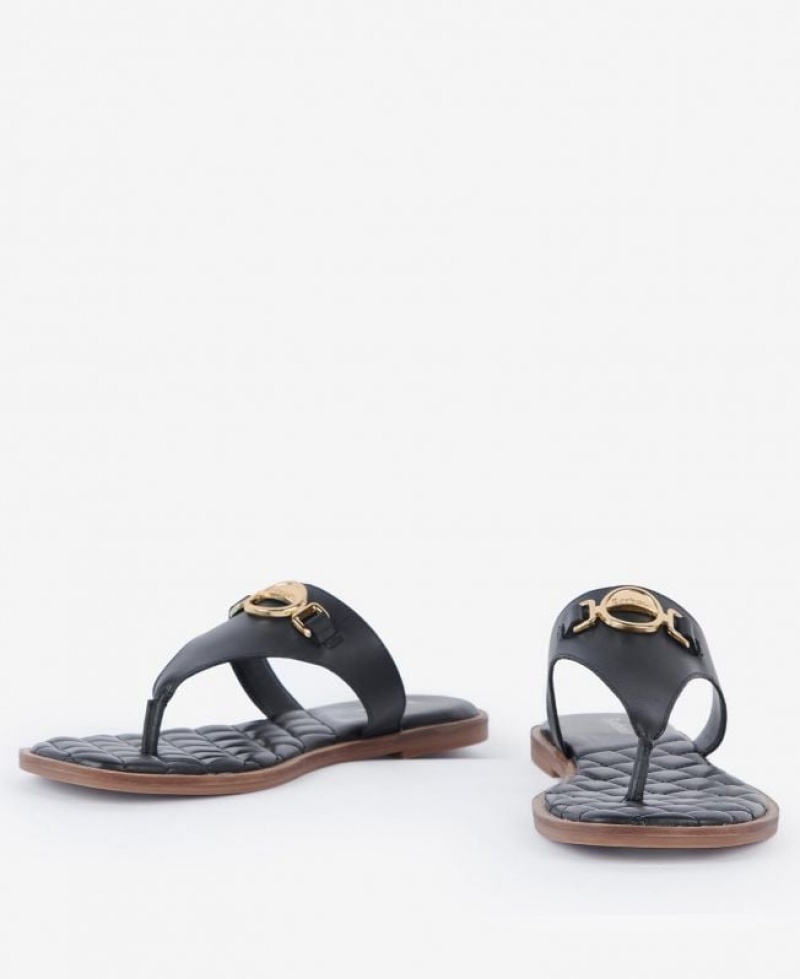 Black Women Barbour Baymouth Sandals | US-7465SQFHK