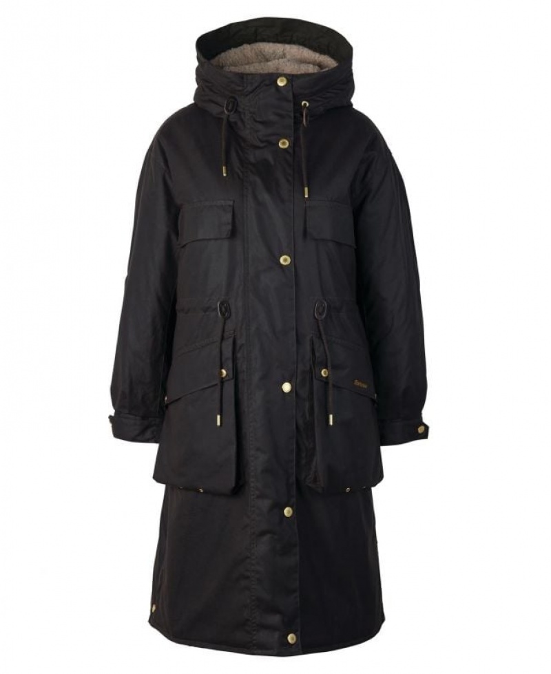 Black Women Barbour Beckside Waxed Jacket | US-1863MPYUS