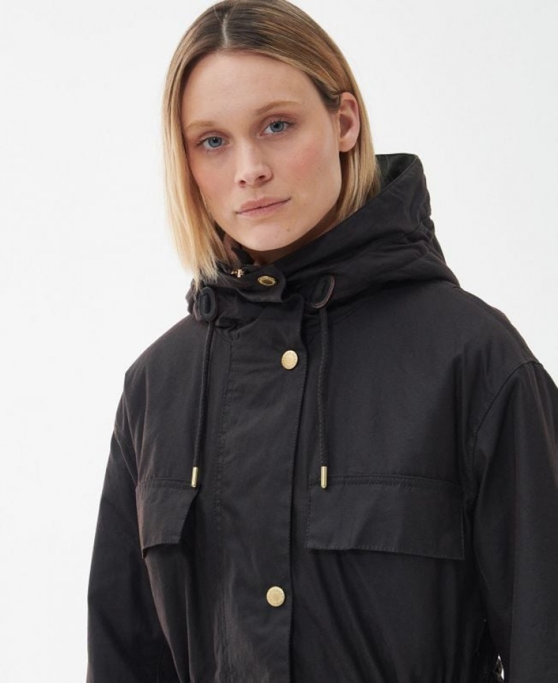 Black Women Barbour Beckside Waxed Jacket | US-1863MPYUS