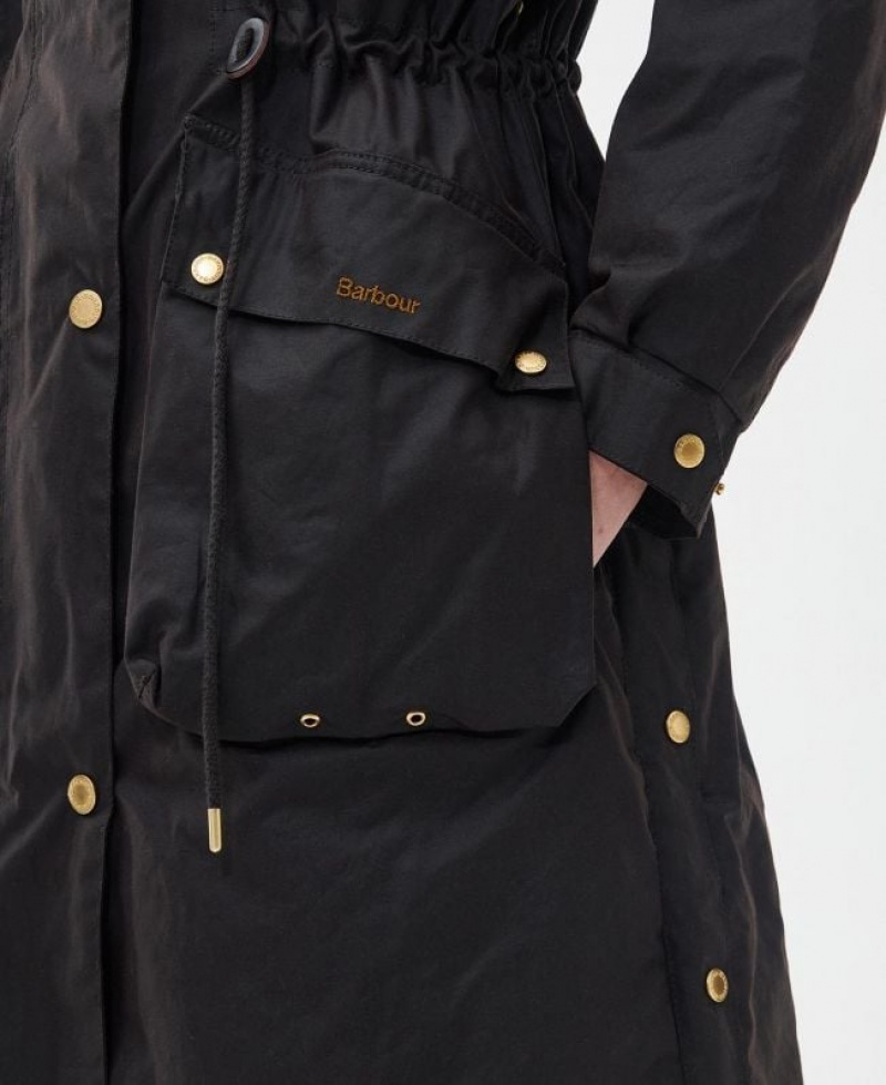 Black Women Barbour Beckside Waxed Jacket | US-1863MPYUS