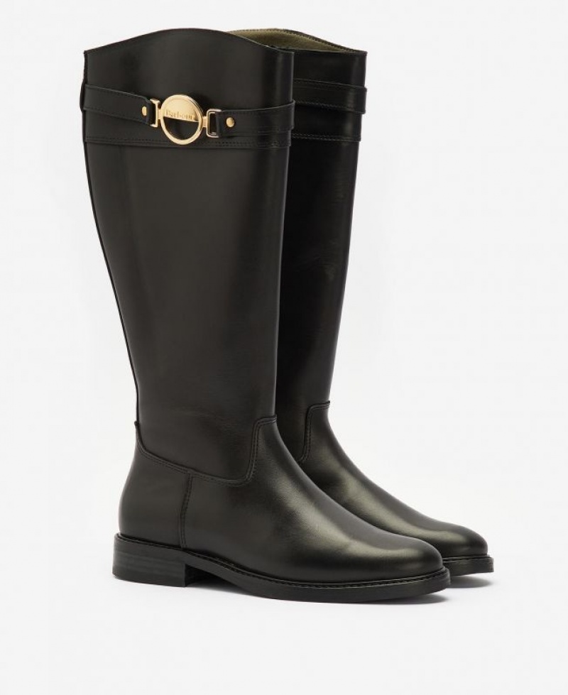 Black Women Barbour Calmsden Knee-High Boots | US-0862AHVZT