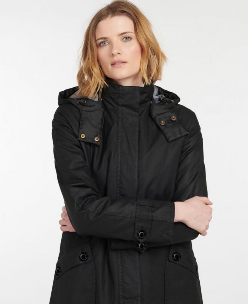 Black Women Barbour Cannich Waxed Jacket | US-6540FLEJP