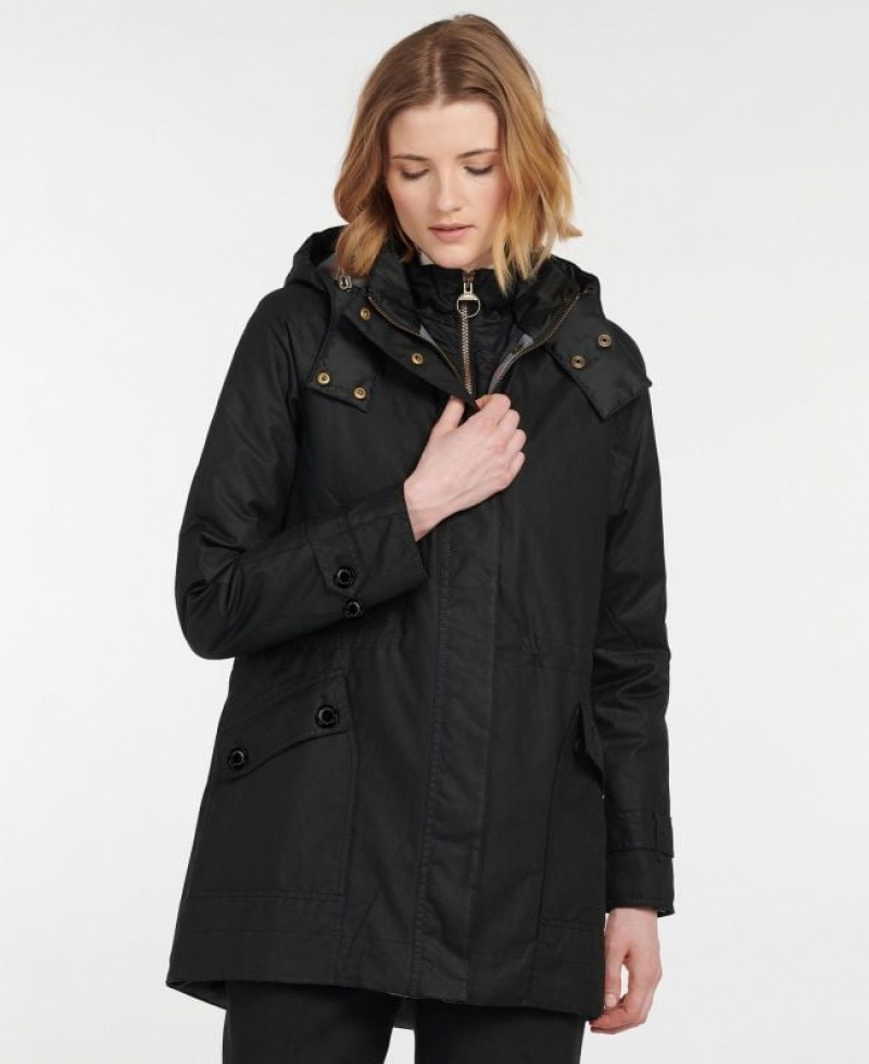 Black Women Barbour Cannich Waxed Jacket | US-6540FLEJP