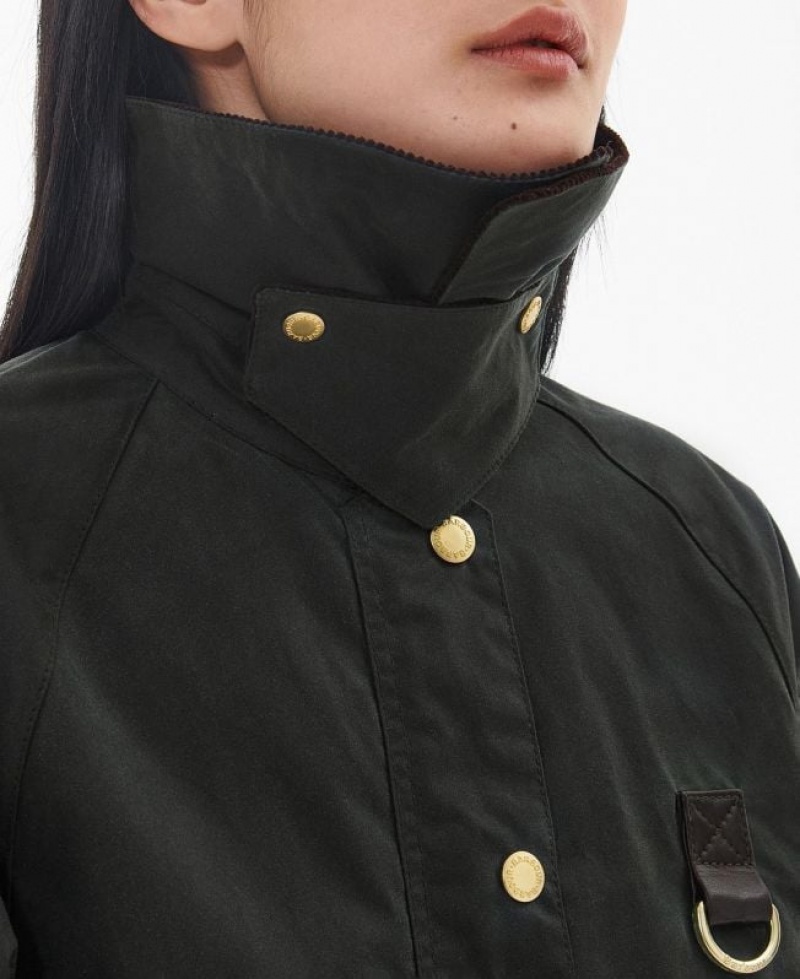 Black Women Barbour Catton Spey Waxed Jacket | US-1049XHMLR