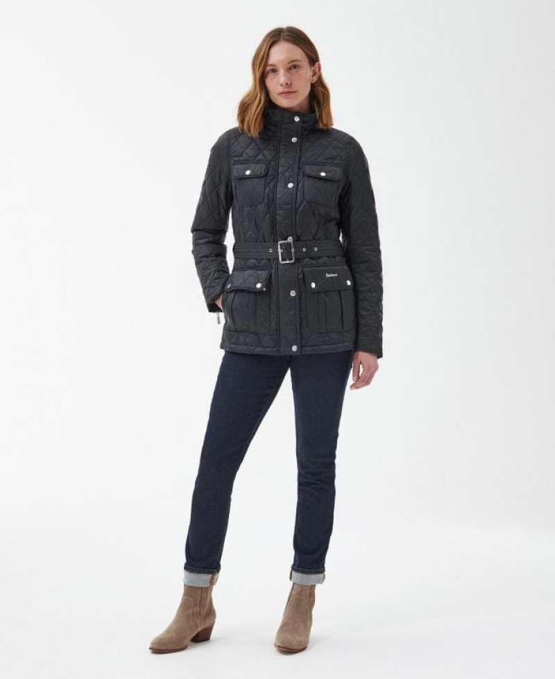 Black Women Barbour Country Utility Quilted Jacket | US-1290MKHDA