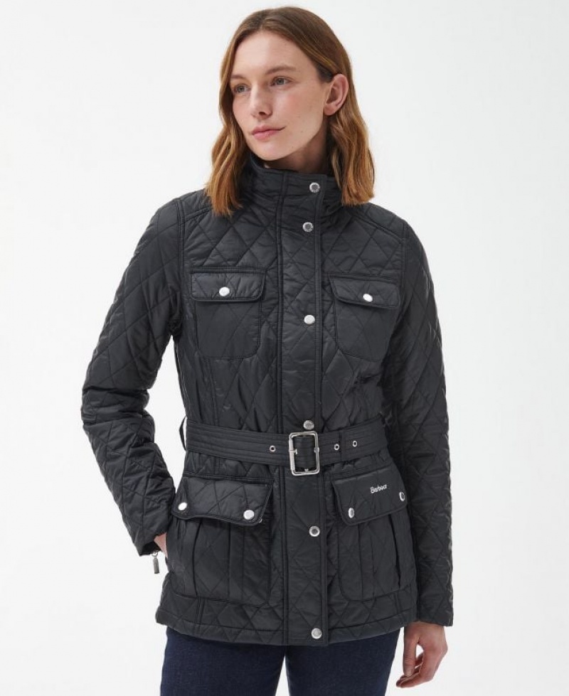 Black Women Barbour Country Utility Quilted Jacket | US-1290MKHDA