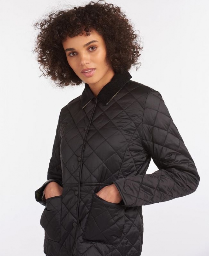 Black Women Barbour Deveron Quilted Jacket | US-1843DYEBA