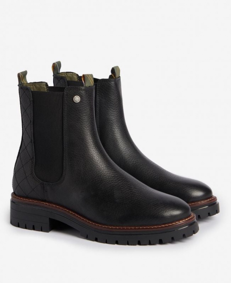 Black Women Barbour Evie Chelsea Boots | US-1643ZPHGE