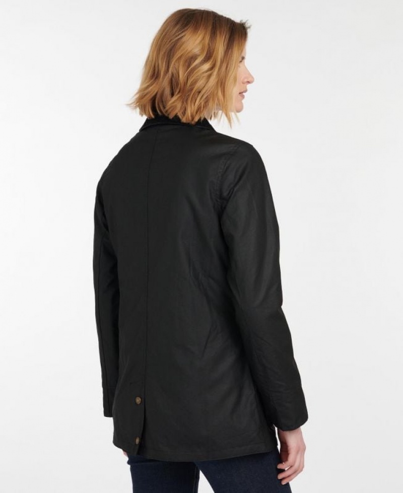 Black Women Barbour Fiddich Waxed Jacket | US-0349PEDTY