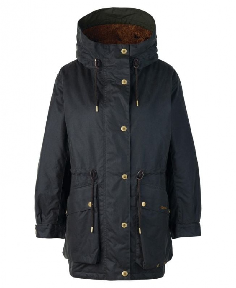 Black Women Barbour Grantley Waxed Jacket | US-4812NGHAT