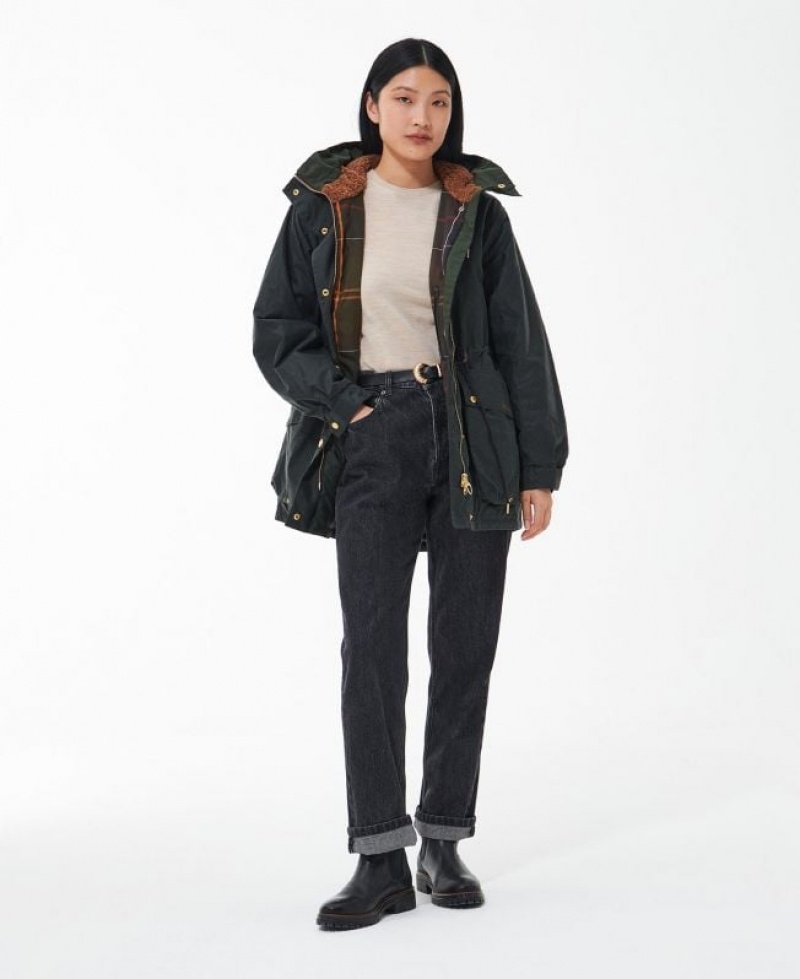 Black Women Barbour Grantley Waxed Jacket | US-4812NGHAT