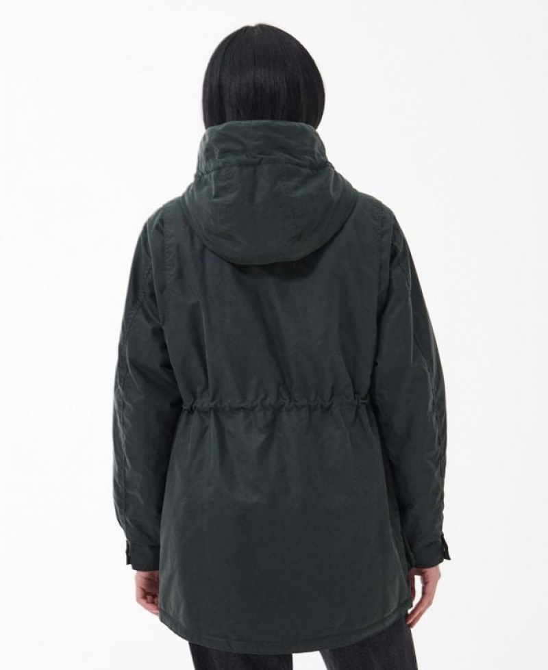 Black Women Barbour Grantley Waxed Jacket | US-4812NGHAT