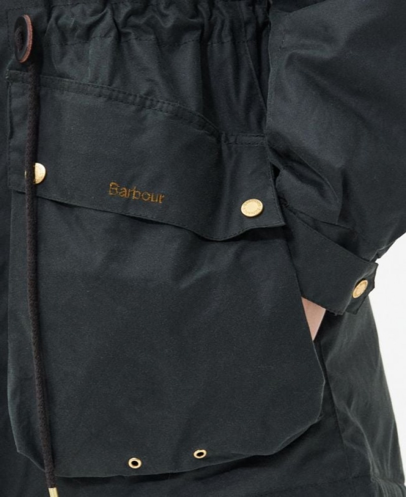 Black Women Barbour Grantley Waxed Jacket | US-4812NGHAT