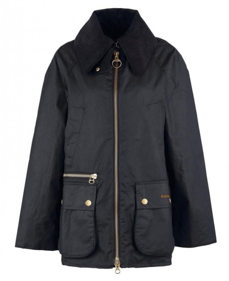 Black Women Barbour Gunnerside Waxed Jacket | US-4896PESXL