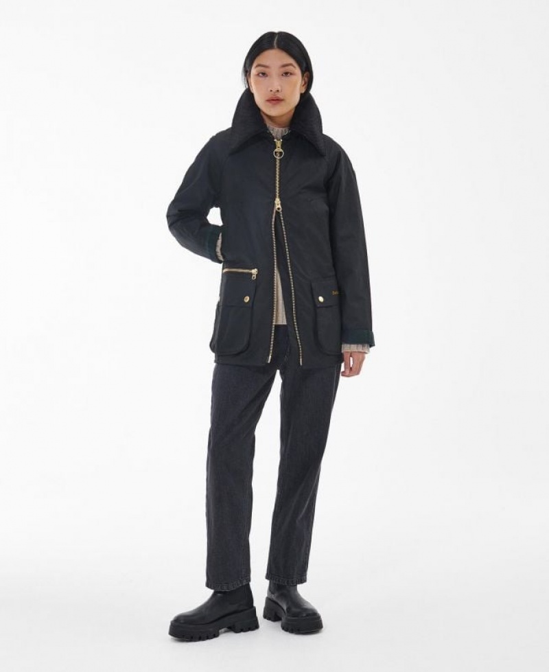 Black Women Barbour Gunnerside Waxed Jacket | US-4896PESXL