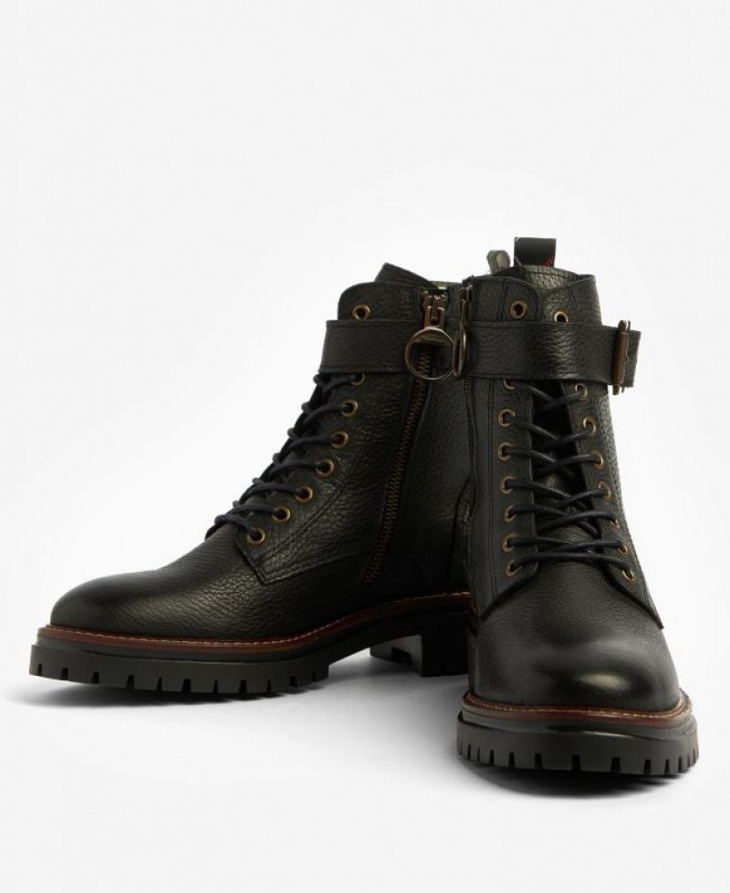 Black Women Barbour Heidi Commando Boots | US-6038OVCMT