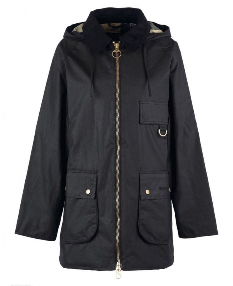 Black Women Barbour Highclere Waxed Jacket | US-3961BIWOZ