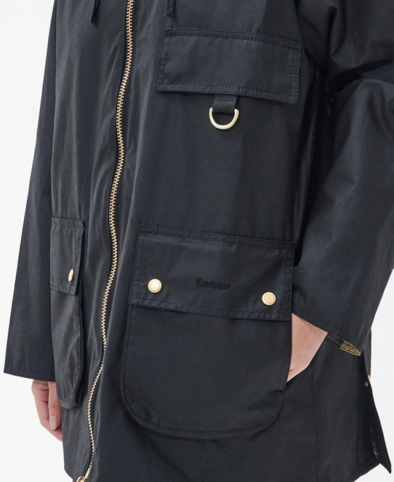 Black Women Barbour Highclere Waxed Jacket | US-3961BIWOZ