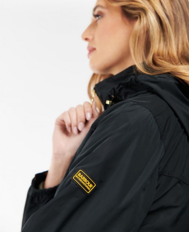 Black Women Barbour International Atom Rain Jacket | US-5803GKFYD