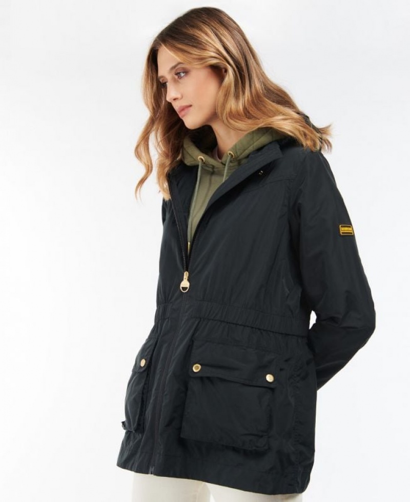 Black Women Barbour International Atom Rain Jacket | US-5803GKFYD