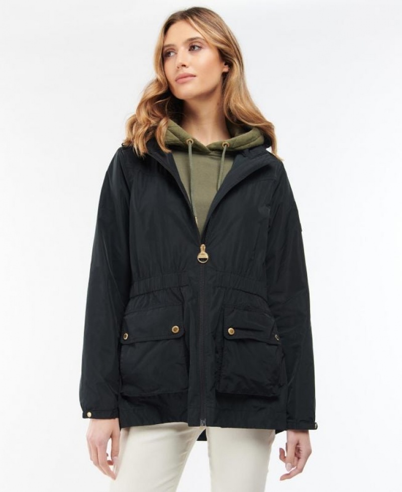 Black Women Barbour International Atom Rain Jacket | US-5803GKFYD