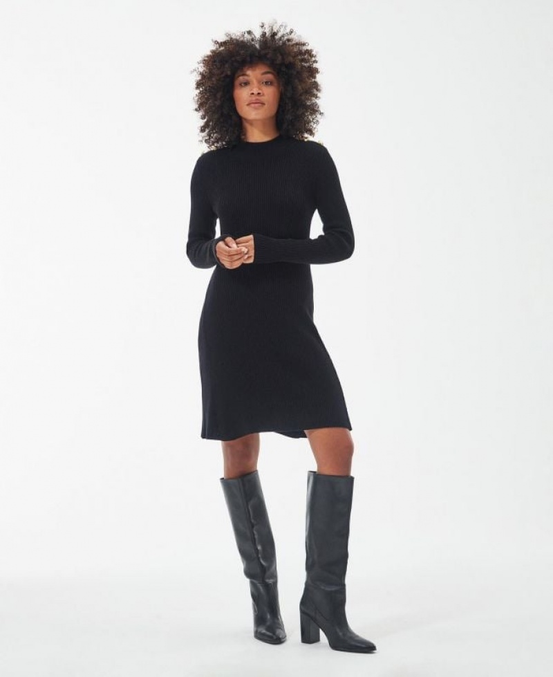 Black Women Barbour International Enfield Knitted Dress | US-7140ZCUPF