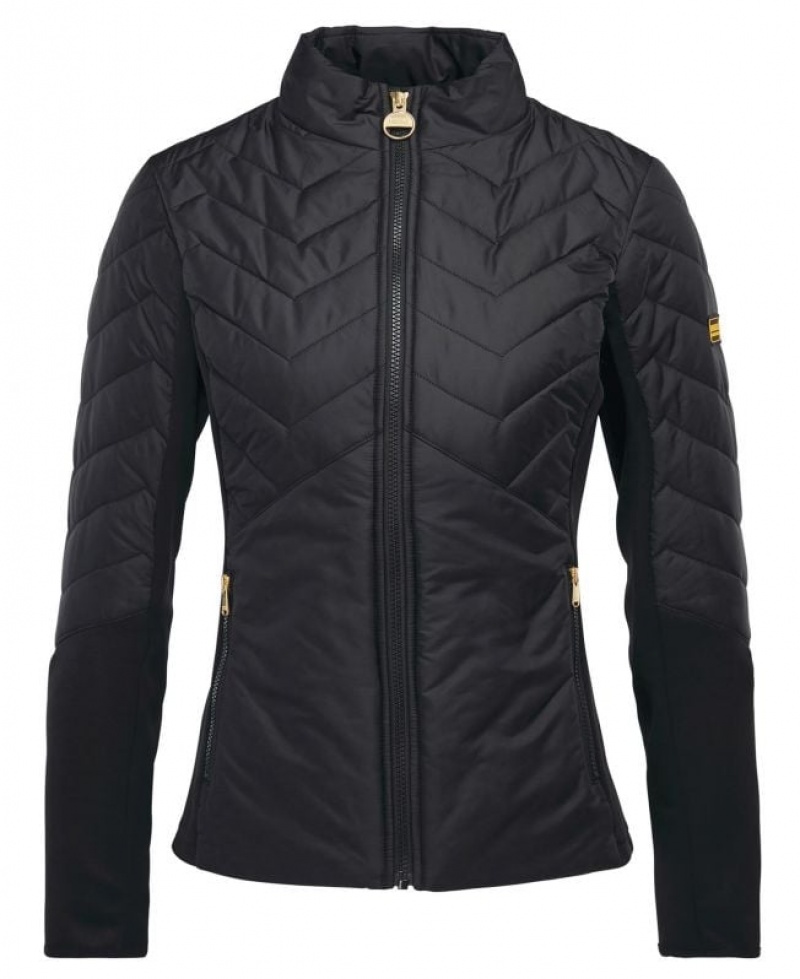 Black Women Barbour International Grainger Sweatshirt Quilted Jacket | US-4905XINCV