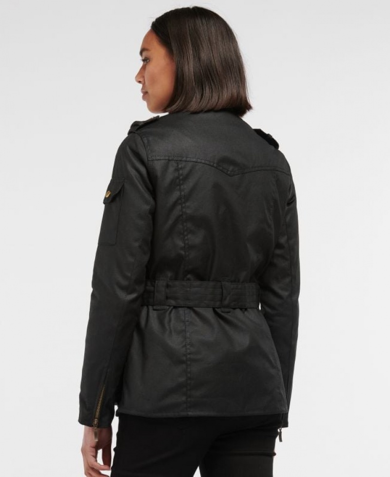 Black Women Barbour International Ladies Waxed Jacket | US-0651HQKJU