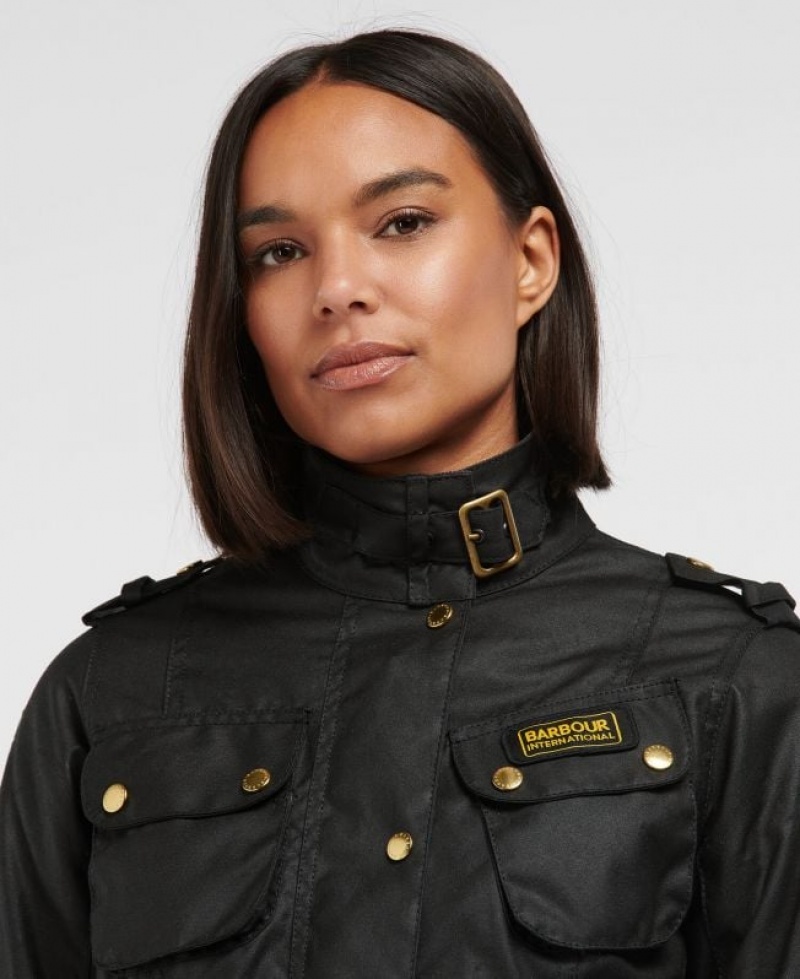 Black Women Barbour International Ladies Waxed Jacket | US-0651HQKJU