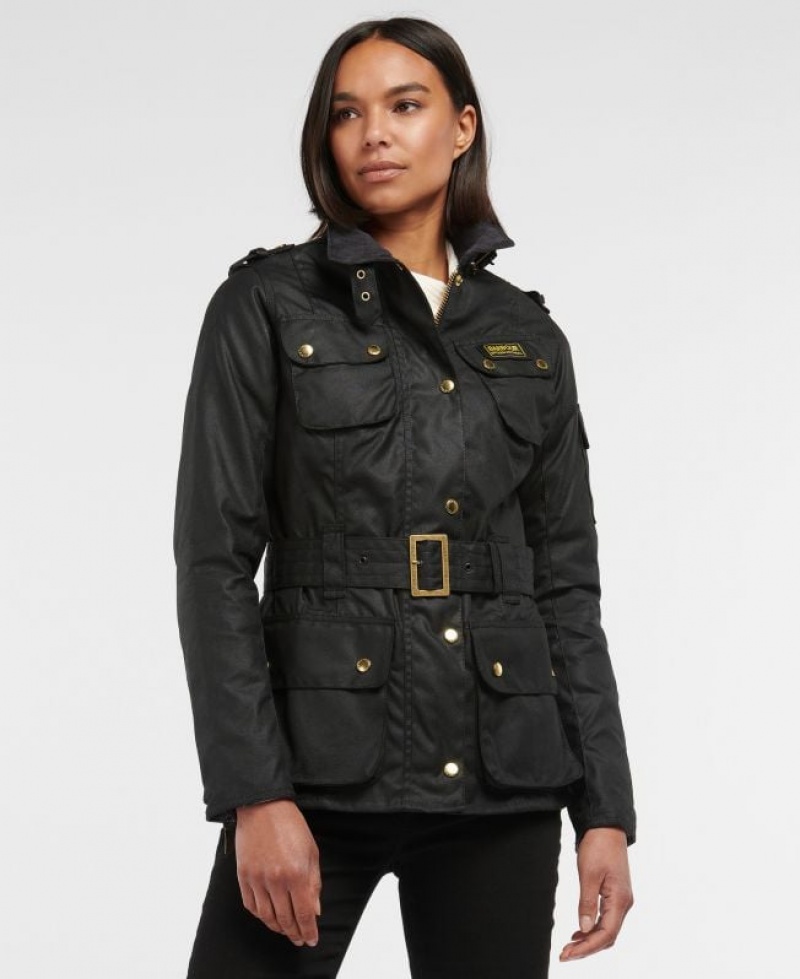 Black Women Barbour International Ladies Waxed Jacket | US-0651HQKJU