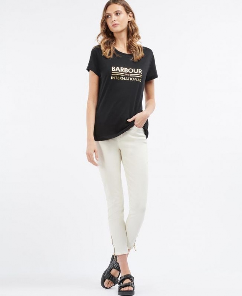 Black Women Barbour International Originals T-Shirts | US-2849UWPCE