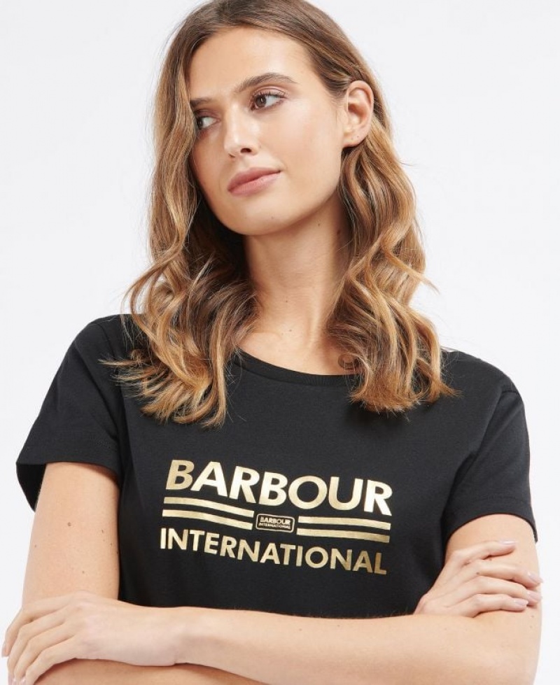 Black Women Barbour International Originals T-Shirts | US-2849UWPCE