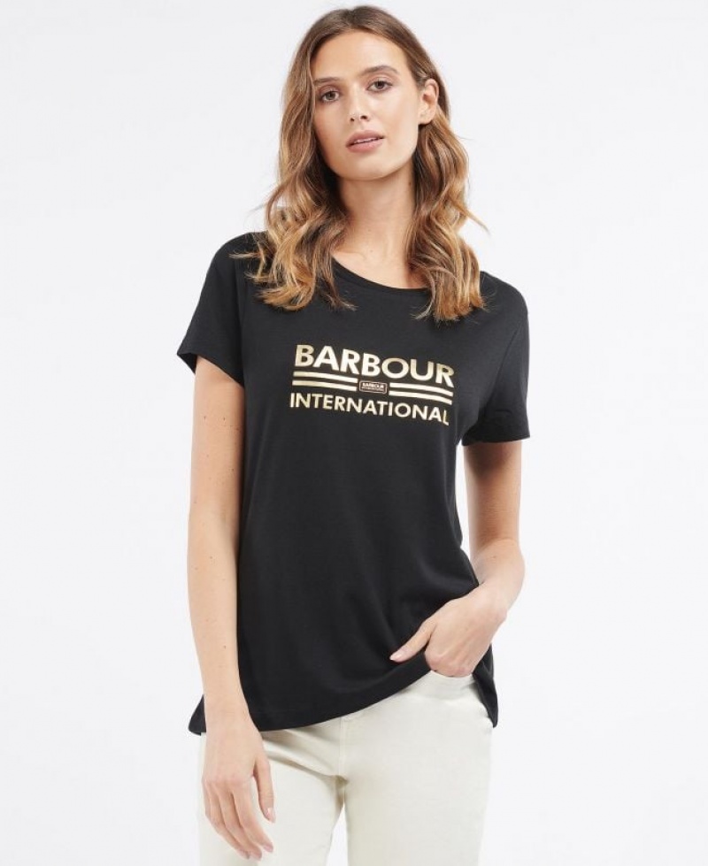 Black Women Barbour International Originals T-Shirts | US-2849UWPCE