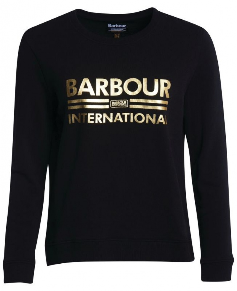 Black Women Barbour International Originals Crew Sweatshirt | US-5027EJVWX