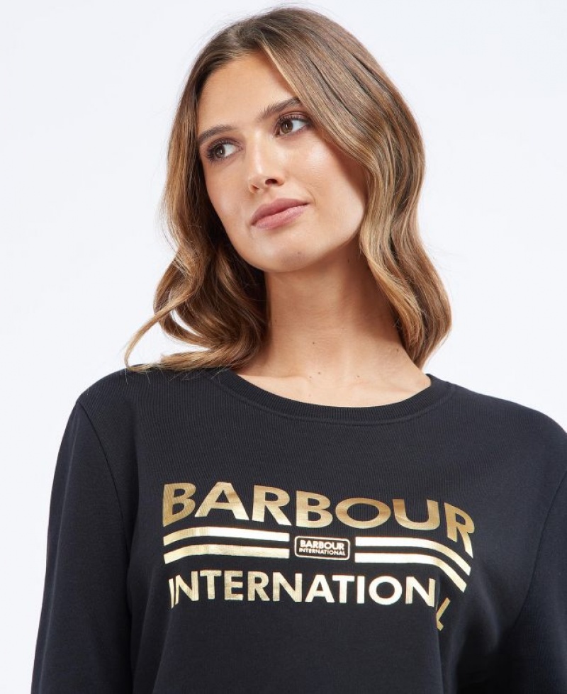 Black Women Barbour International Originals Crew Sweatshirt | US-5027EJVWX