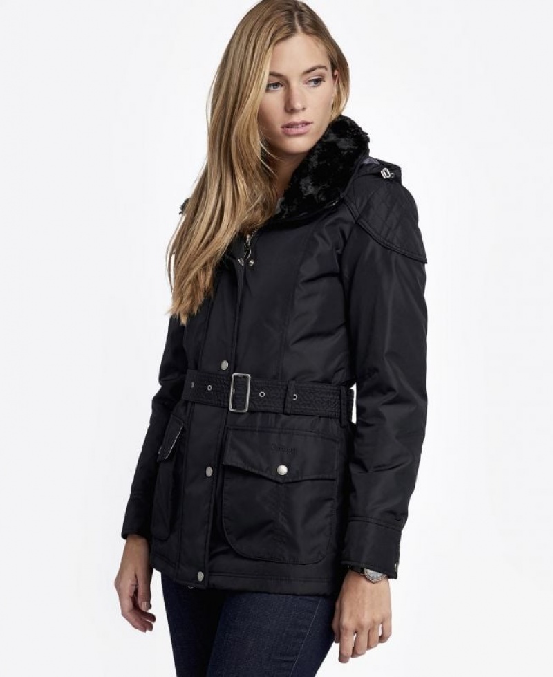 Black Women Barbour International Outlaw Waterproof Jacket | US-3598DAYZL