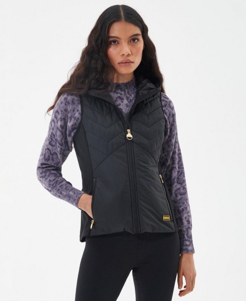 Black Women Barbour International Ranger Sweatshirt Quilted Jacket | US-6359IVYXO