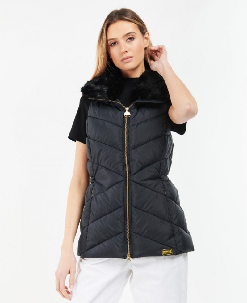 Black Women Barbour International Santa Rosa Vest | US-0891FPJHQ