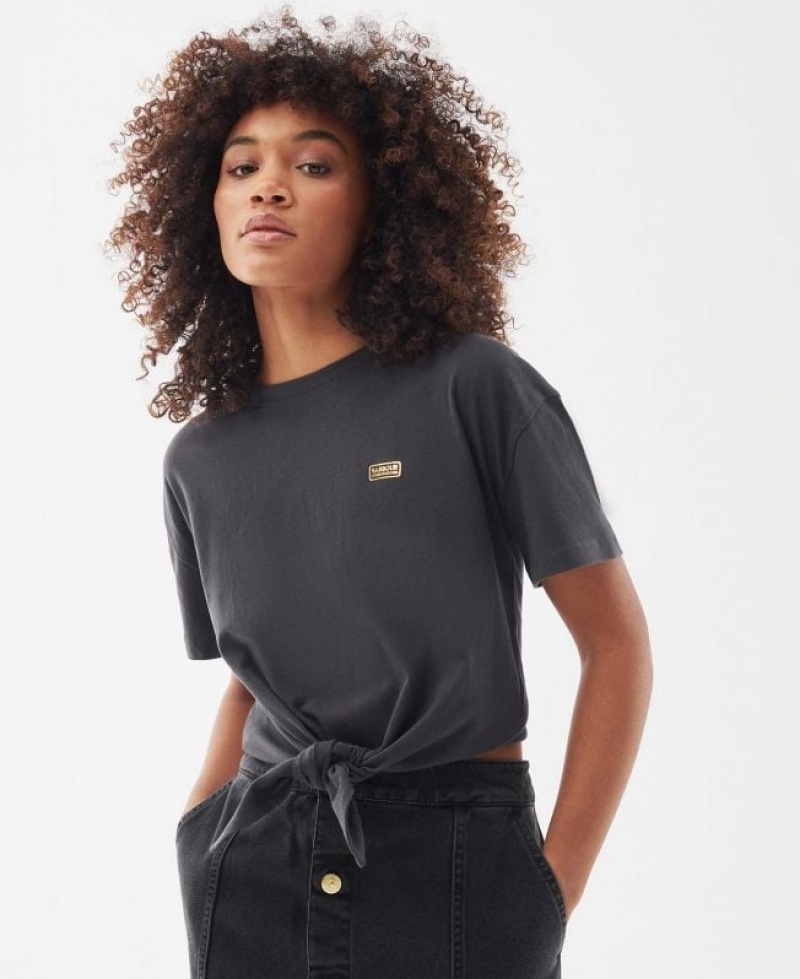 Black Women Barbour International Soules T-Shirts | US-0983DNKCJ