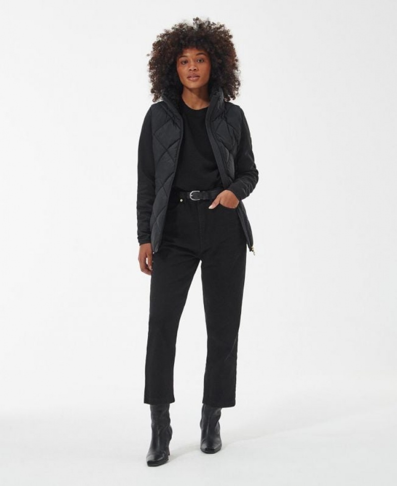 Black Women Barbour International Strada Sweatshirt Quilted Jacket | US-9312TUDYC