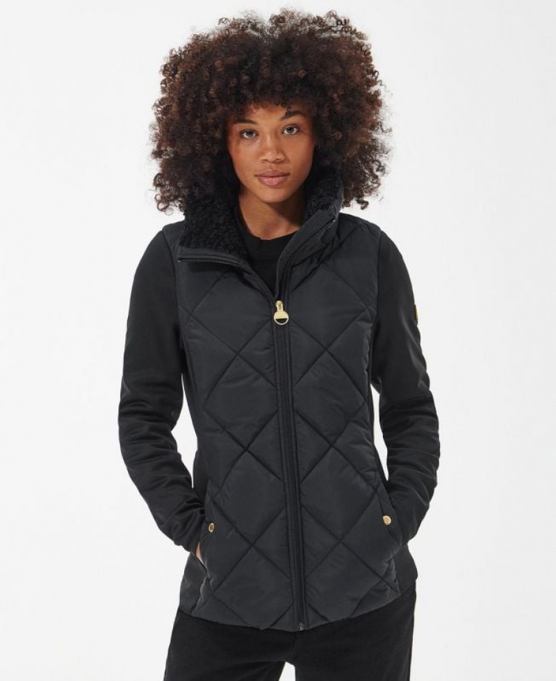 Black Women Barbour International Strada Sweatshirt Quilted Jacket | US-9312TUDYC